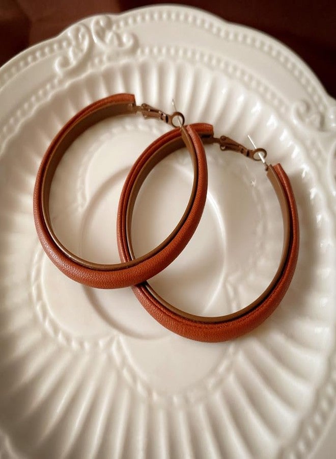 Aetherix Hoop Earrings for Women Leather Hoop Earrings-Medium/Large Hoops-Lightweight hoop - Image 5